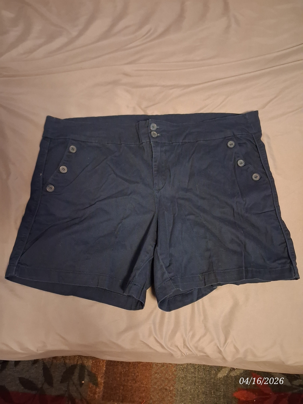 Westport Navy Button-Detail Casual Bermuda Shorts
